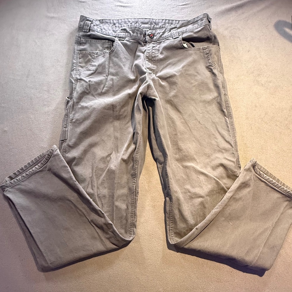 Milwaukee FreeFlex Gray Canvas Carpenter Work Pants Mens 38x34 Utility Trousers